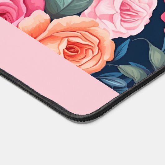 Rosa Orangefarbene Rose Muster Schreibtischunterlage (Ecke)