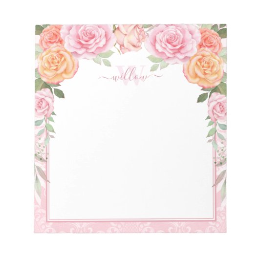 Rosa Orangefarbene Rose Notepad Notizblock (Vorderseite)