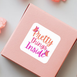 Rosa Orangefarbene Schmetterlinge Hübsche Dinge in Quadratischer Aufkleber