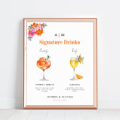 Rosa Orangefarbene Signatur Drinks Cocktail Hochze Poster
