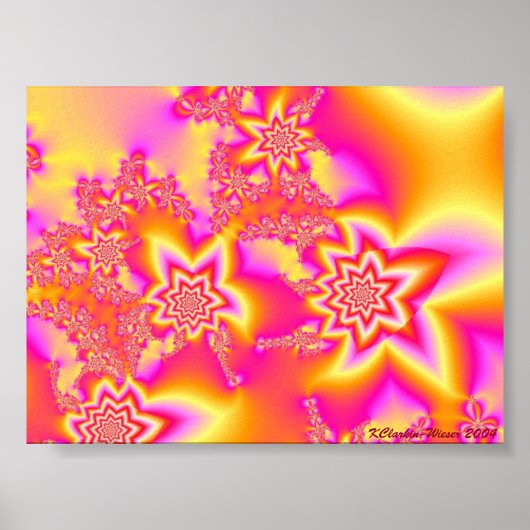 Rosa, orangefarbene und gelbe Sternenschilde Poster (Vorne)