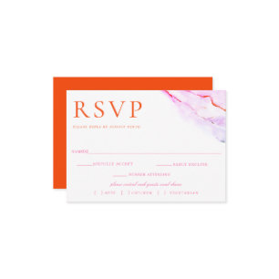 Rosa Orangefarbene Wasserfarbe Hochzeit RSVP Mahlz