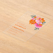 Rosa Orangefarbene Wasserfarbe Transparente Hochze Acryleinladungen (Ablage )