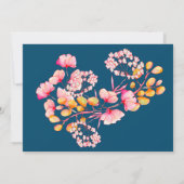 Rosa Orangefarbene Wasserfarben Blume Lässige Hoch Einladung (Rückseite)