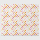 Rosa Orangefarbene Wasserfarbenstars Herz Muster Geschenkpapier (Flach)