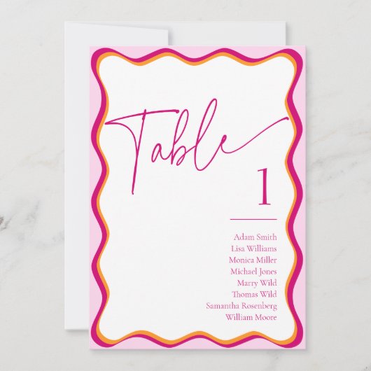 Rosa orangefarbene, weiche Grenzsitzkarten Einladung (Vorderseite)