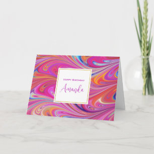 Rosa orangefarbene Wirbel Abstraktes Design Geburt Karte