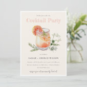 Rosa Orangefarbener Cocktail Party Einladung (Stehend Vorderseite)