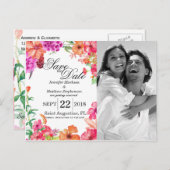 Rosa Orangefarbener Garten Speichern Sie die Daten Ankündigungspostkarte (Vorne/Hinten)