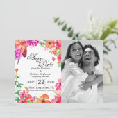 Rosa Orangefarbener Garten Speichern Sie die Daten Einladung (Stehend Vorderseite)