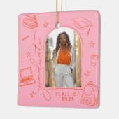 Rosa Orangefarbener Retro-Handgezogener Foto Absch Keramikornament (Links)