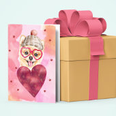 Rosa orangefarbener Spitz Valentinstag Karte