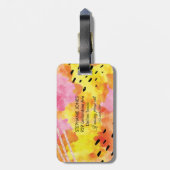 Rosa orangefarbenes abstraktes personalisiertes Ge Gepäckanhänger (Rückseite vertikal)