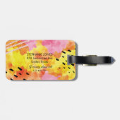 Rosa orangefarbenes abstraktes personalisiertes Ge Gepäckanhänger (Rückseite horizontal)