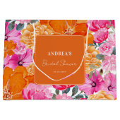 Rosa Orangefarbenes Blumengebirge Sommer-Brautpart Große Geschenktüte (Vorderseite)