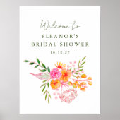 Rosa orangefarbenes Brautparty Begrüßungszeichen Poster (Vorne)