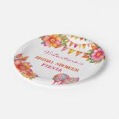 Rosa orangefarbenes Fiesta-Brautparty Pappteller (Schrägansicht)
