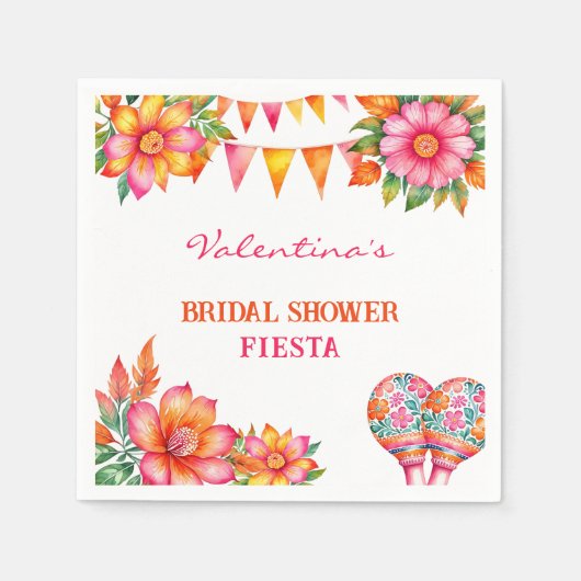 Rosa orangefarbenes Fiesta-Brautparty Serviette (Vorderseite)