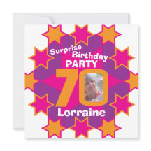 Rosa orangefarbenes Foto 70 Überraschung Geburtsta