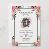 Rosa Orangefarbenes Foto Abschluss Einladung (Vorderseite)