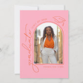 Rosa Orangefarbenes Foto Party Einladung (Rückseite)