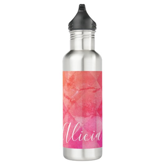 Rosa orangefarbenes Grunge-Muster, individuelle Na Edelstahlflasche (Rechts)