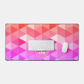 rosa orangefarbenes Neontriegelmuster Monogramm Schreibtischunterlage (Tastatur & Maus)