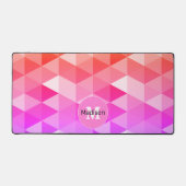 rosa orangefarbenes Neontriegelmuster Monogramm Schreibtischunterlage (Vorderseite)