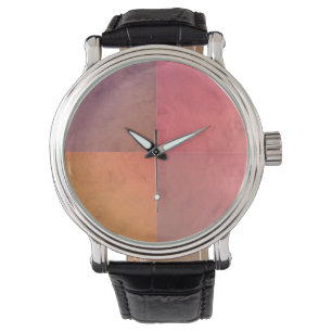 Rosa Orangefarbenes rotes Pastell Wasserfarbmuster Armbanduhr