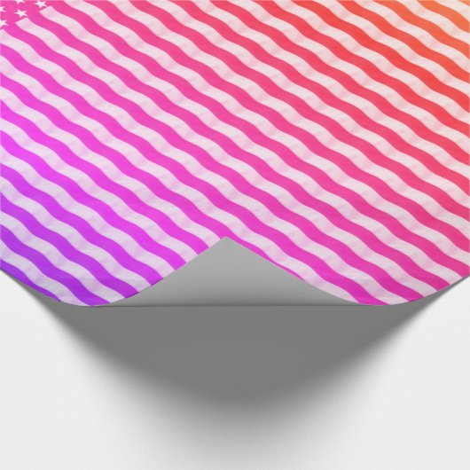 Rosa Orangefarbenes US Flagge-Muster Geschenkpapier (Ecke)