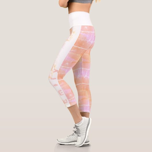 Rosa Orangefärbtes Muster personalisiert Capri Leggings (Links)