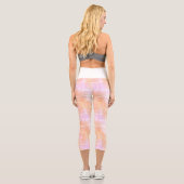 Rosa Orangefärbtes Muster personalisiert Capri Leggings (Rückseite)