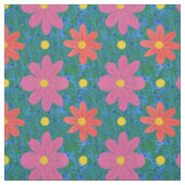 Rosa Orangen Blume Polka Dosen, blaugrüne Stoffe (Muster)