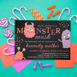 Rosa Orangen-Monster-Mash-Halloween-Party Einladung