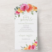 Rosa-Orangenbäuche Mädchen-Sprinkle All In One Einladung (Innen Boden)