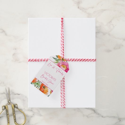 Rosa-Orangenbäuche mit elegantem Brautparty Geschenkanhänger (Mit Garn)