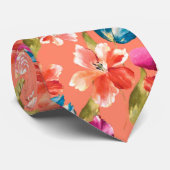 Rosa Orangenblauer Tulips Petunia Frühlingsblumen Krawatte (Gerollt)