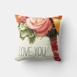 Rosa Orangenblumen Rose anpassen Kissen