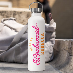Rosa orangene minimalistische Brautjungfer-Wasserf Trinkflasche