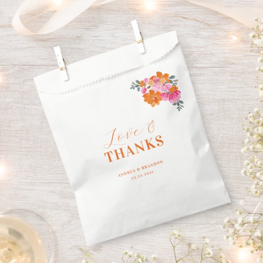 Rosa Orangengarten Liebe & Dank Hochzeit Geschenktütchen (Ausgeschnitten)