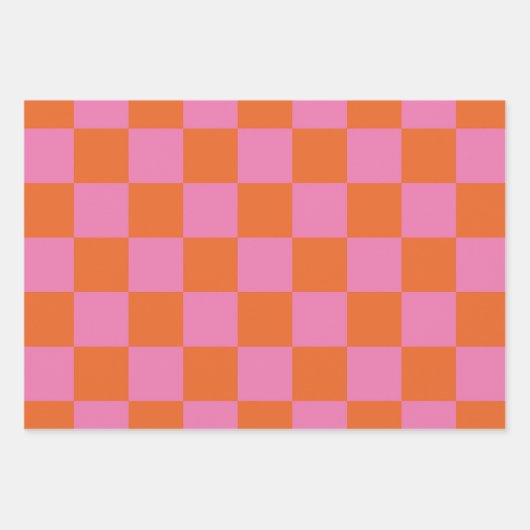 Rosa Orangengekreuztes Muster Geschenkpapier Set (Vorderseite)