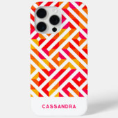 Rosa Orangengelbes Kunstmuster des Mitteljahrhunde Case-Mate iPhone Hülle (Rückseite)