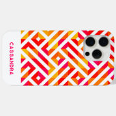 Rosa Orangengelbes Kunstmuster des Mitteljahrhunde Case-Mate iPhone Hülle (Rückseite (Horizontal))