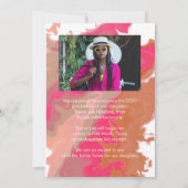 Rosa Orangenmarmor-Abschluss-Ankündigungskarte Einladung (Rückseite)