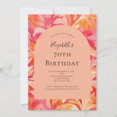 Rosa Orangenpfirsichblüte 70. Geburtstag für sie Einladung (Vorderseite)