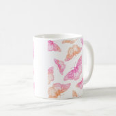 Rosa Orangenschmetterlingsmuster Kaffeetasse (VorderseiteRechts)