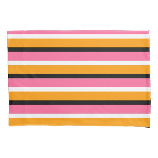 Rosa Orangenstreifen Horizontale Linien Kissenbezug (Vorderseite)