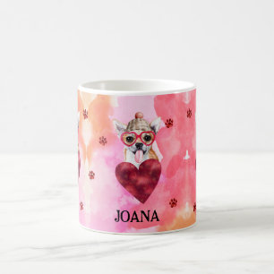 Rosa Oranger Chihuahua Valentinstag Geschenk Hund Kaffeetasse