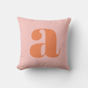 Rosa Oranges Fettdruck Monogramm Anfangsbuchstabe Kissen