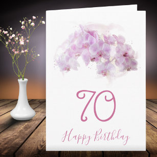 Rosa Orchid Aquarell Floral 70. Geburtstag Karte
